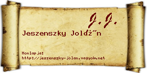 Jeszenszky Jolán névjegykártya